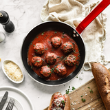 アルミ製フッ素樹脂加工 フライパン レッドハンドル ショック 24/1~2人用、28cm/3~4人用(ノンスティック)